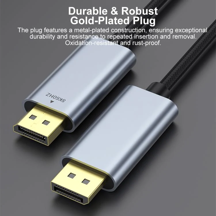 Type-C to DisplayPort 1.4 Ultra HD 8K Video Adapter Braided Cable, Length:3m 8K Bidirectional(Black Silver) - Image 10