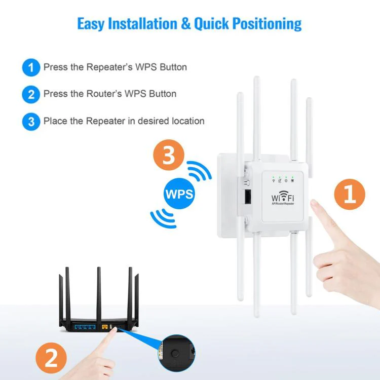 U18 300Mbps 2.4G Wireless Repeater WiFi Signal Amplifier With 8 Antennas EU Plug White - Image 5