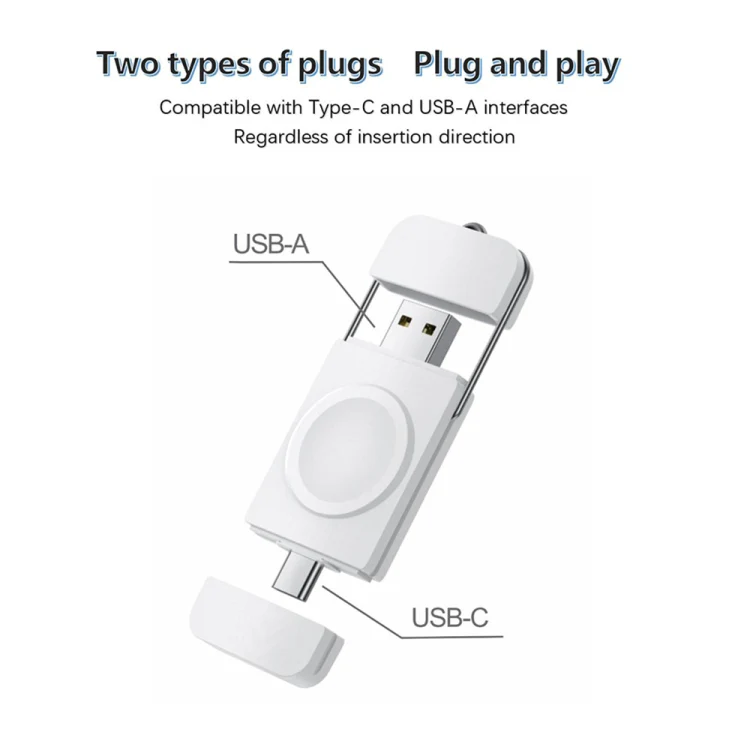 U8 USB / Type-C Magnetic Wireless Charger Fast Charger for Apple Watch Series (White) - Image 2