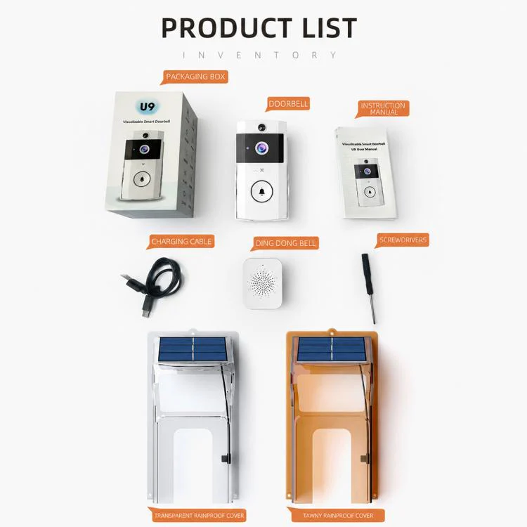 U9 1MP HD Smart Visual Doorbell Two-way Audio Camera, Model:Transparent Cover + Doorbell - Image 20