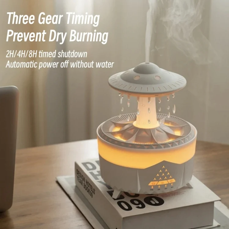 UFO Water Drop Aromatherapy Humidifier Desktop Remote Control Diffuser, Plug: EU Plug(Wood Grain) - Image 10