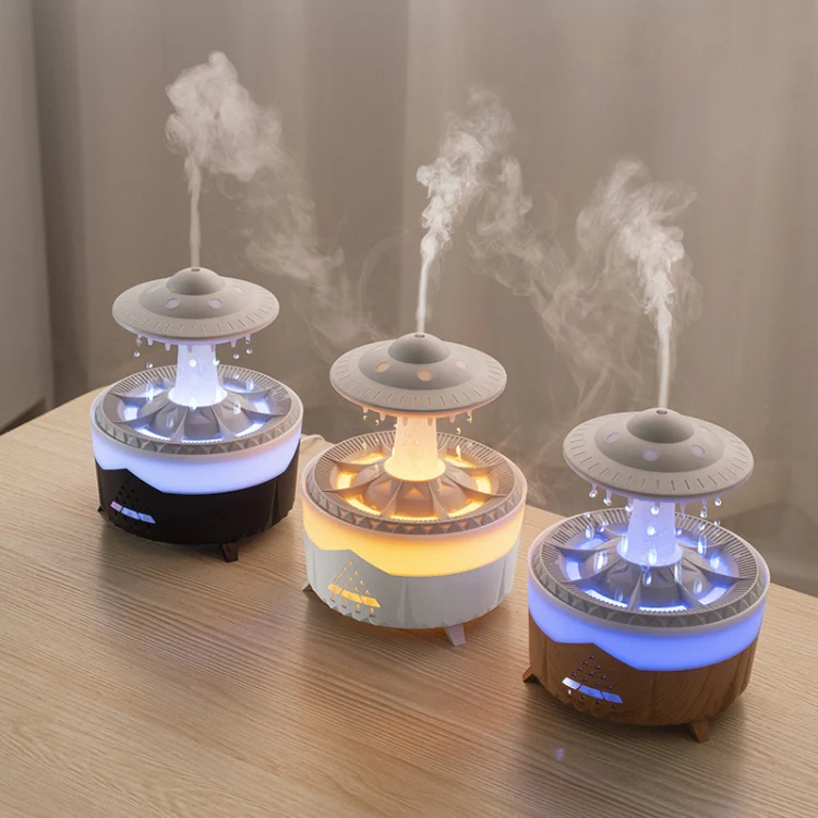 UFO Water Drop Aromatherapy Humidifier Desktop Remote Control Diffuser, Plug: EU Plug(Wood Grain) - Image 11