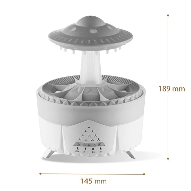 UFO Water Drop Aromatherapy Humidifier Desktop Remote Control Diffuser, Plug: EU Plug(Wood Grain) - Image 2