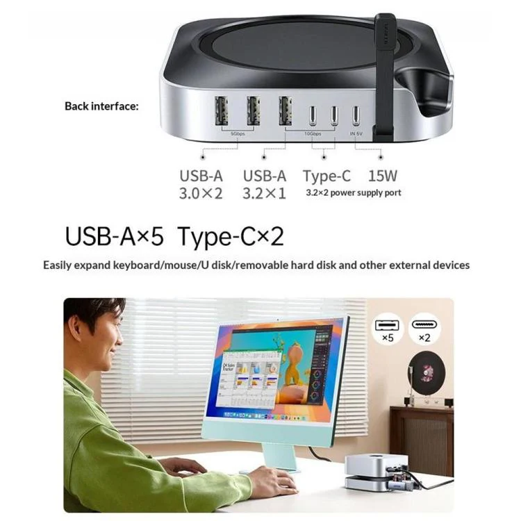UGREEN CM841-65487 11-in-1 M.2 NVMe SSD Enclosure Docking Station for Mac Mini M4 / M4 Pro - Image 10