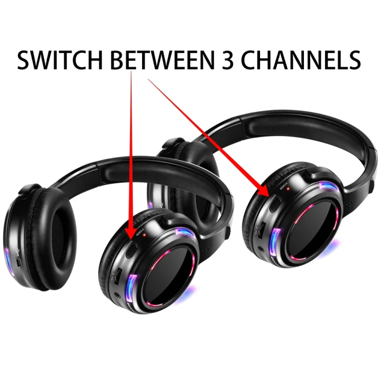 UHF-9 Headset LED Wireless Noise Cancelling Earphone (Black) - Image 4