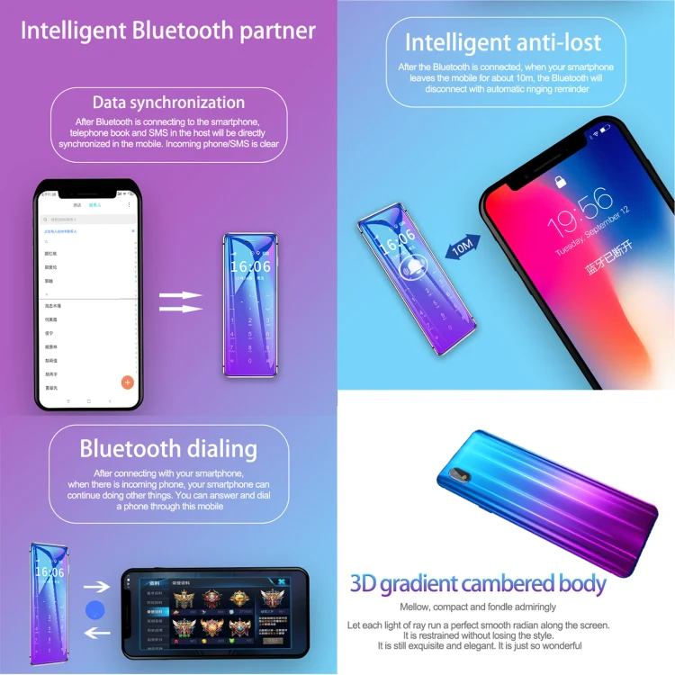 Ulcool V99, 1.54 inch, MTK6261D, Support Bluetooth Sync, Bluetooth Dial, FM, Anti-lost, GSM, Dual SIM (Gradient) - Image 7