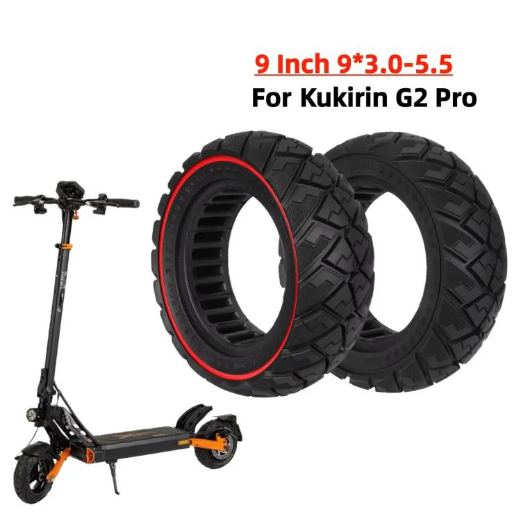 ULIP 9x3.0-5.5 Electric Scooter Solid Tire For Kukirin G2 Pro Off-Road Diamond Tread Replacement Tire(Black) - Image 2