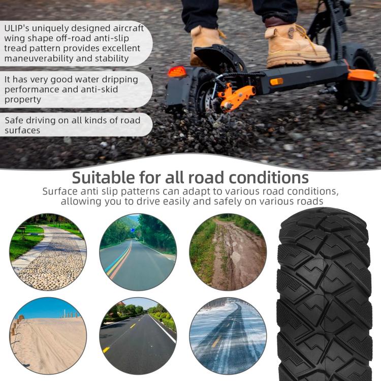 ULIP 9x3.0-5.5 Electric Scooter Solid Tire For Kukirin G2 Pro Off-Road Diamond Tread Replacement Tire(Black) - Image 3