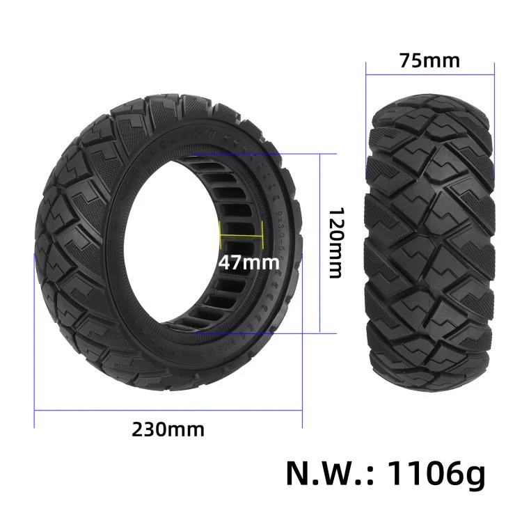ULIP 9x3.0-5.5 Electric Scooter Solid Tire For Kukirin G2 Pro Off-Road Diamond Tread Replacement Tire(Red Line) - Image 6