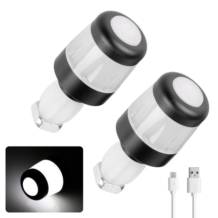 ULIP USB Rechargeable Bike Handlebar End Lights LED Safety Warning Signal Lamps for 22mm Bar Grips(Black White)