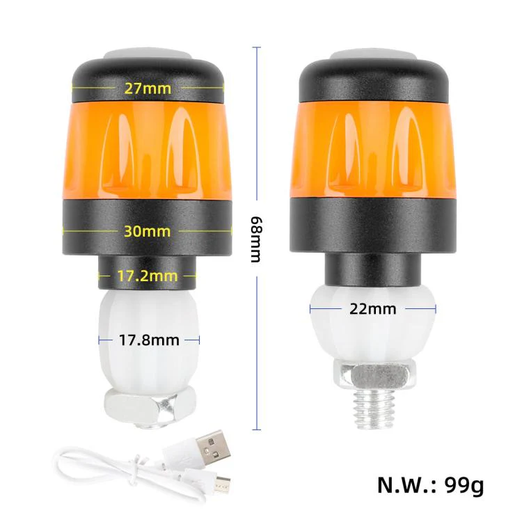 ULIP USB Rechargeable Bike Handlebar End Lights LED Safety Warning Signal Lamps for 22mm Bar Grips(Red Orange) - Image 4