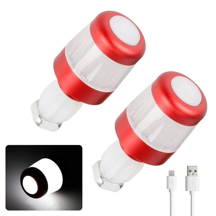 ULIP USB Rechargeable Bike Handlebar End Lights LED Safety Warning Signal Lamps for 22mm Bar Grips(Red White)