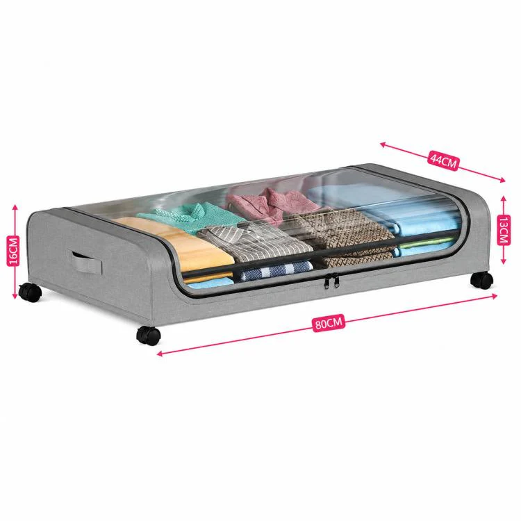 Underbed Storage Containers With Wheels Rolling Under Bed Organizer With Clear Lid(Curved Black) - Image 5