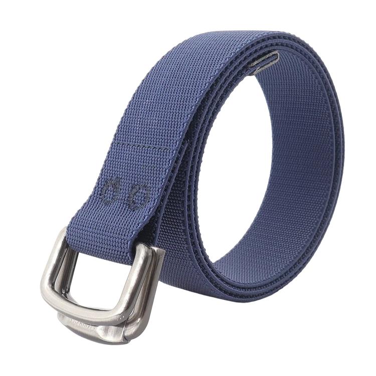 Unisex Elastic Nylon Web Belt Stretch Casual Jeans Belts With Alloy Double Buckle, Length: 105cm(Navy)