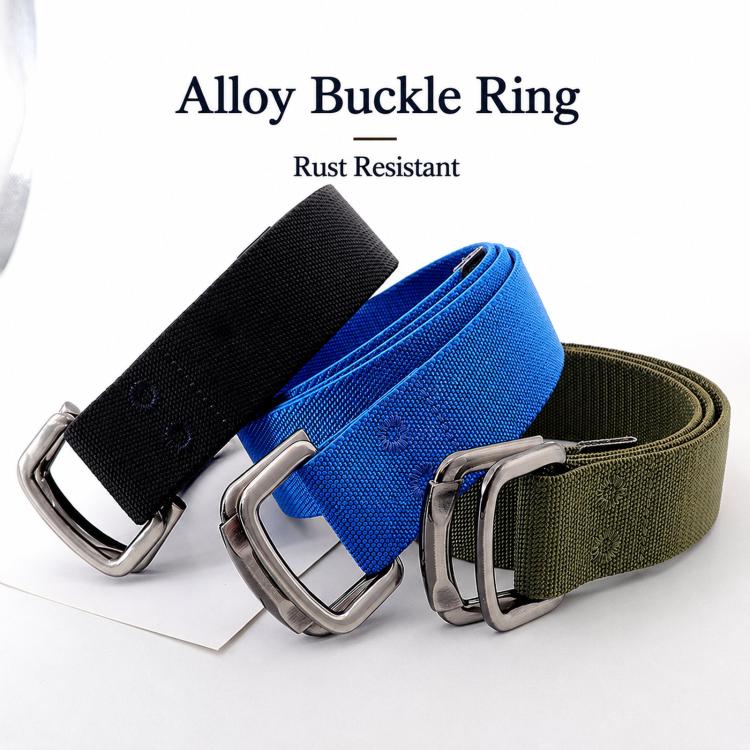 Unisex Elastic Nylon Web Belt Stretch Casual Jeans Belts With Alloy Double Buckle, Length: 115cm(Brown) - Image 2