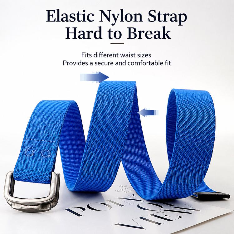 Unisex Elastic Nylon Web Belt Stretch Casual Jeans Belts With Alloy Double Buckle, Length: 125cm(Light Gray) - Image 3