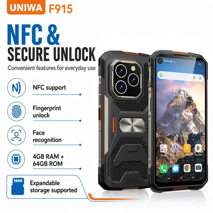 UNIWA F915 Rugged Phone, 4GB+64GB, 6.28 inch Android 160 Unisoc T310 Quad Core, Network: 4G, NFC, Plug:UK Plug(Black Orange) - Image 7