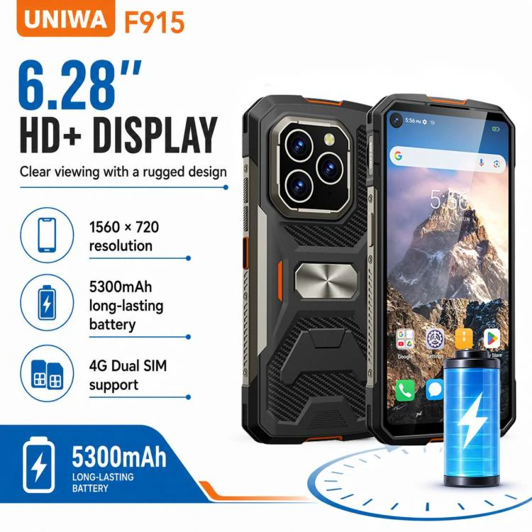 UNIWA F915 Rugged Phone, 4GB+64GB, 6.28 inch Android 160 Unisoc T310 Quad Core, Network: 4G, NFC, Plug:US Plug(Black Orange) - Image 6