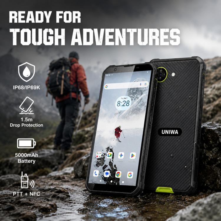 UNIWA F999 Rugged Phone, 4GB+64GB, 5.33 inch Android 16.0 Unisoc T615 UMS9230E Octa Core, PTT Button, Network: 4G, NFC, Plug:AU Plug(Black Green) - Image 10