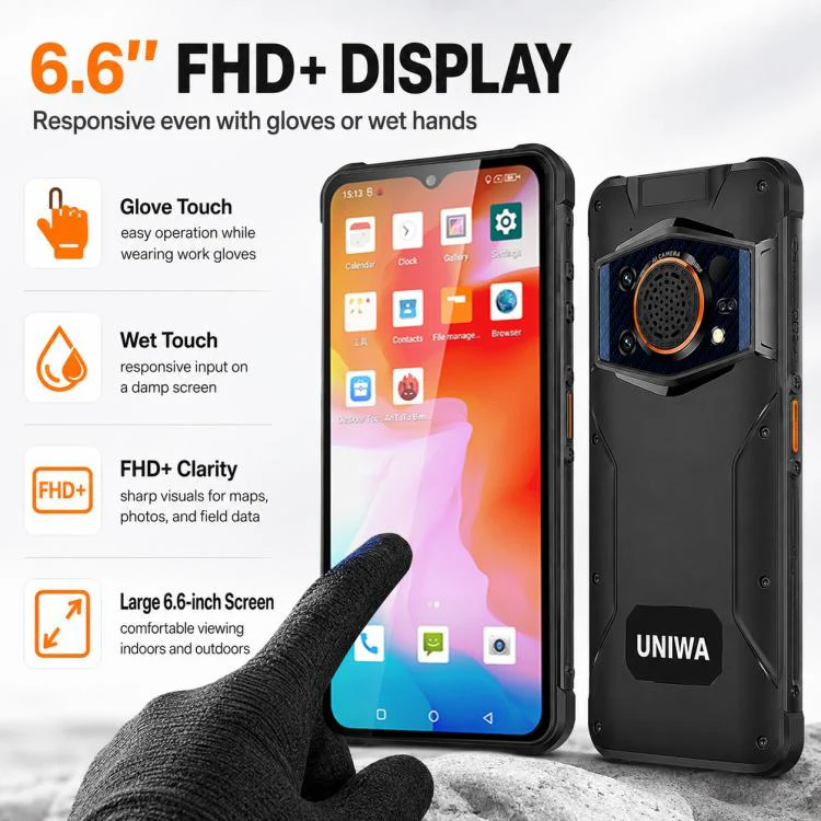 UNIWA NR6600 Rugged Phone, 12GB+256GB, 6.6 inch Android 12.0 MediaTek Dimensity 7050 Octa Core, 8000mAh Battery, Network: 5G, NFC, PTT, OTG, Plug:AU Plug(Black) - Image 7