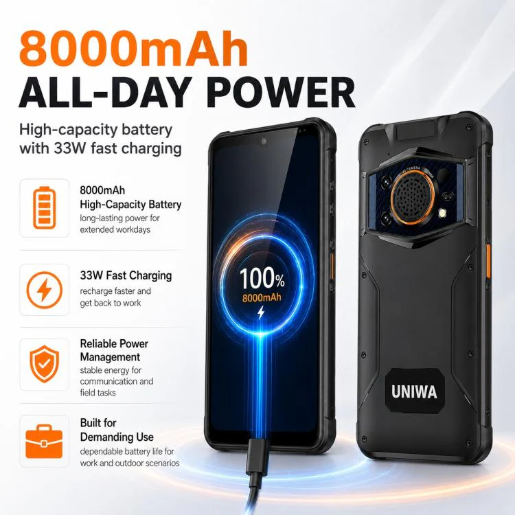 UNIWA NR6600 Rugged Phone, 12GB+256GB, 6.6 inch Android 12.0 MediaTek Dimensity 7050 Octa Core, 8000mAh Battery, Network: 5G, NFC, PTT, OTG, Plug:AU Plug(Black) - Image 8