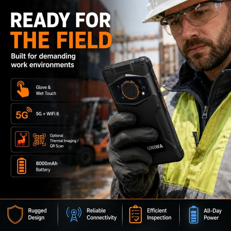 UNIWA NR6600 Rugged Phone, 12GB+256GB, 6.6 inch Android 12.0 MediaTek Dimensity 7050 Octa Core, 8000mAh Battery, Network: 5G, NFC, PTT, OTG, Plug:AU Plug(Black) - Image 9