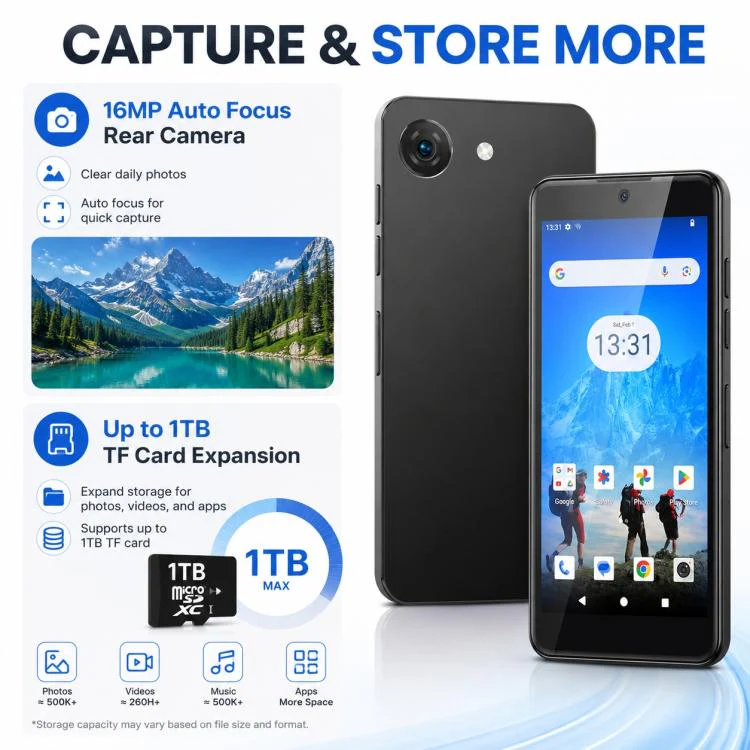 UNIWA Q999, 4GB+64GB, 4.0 inch Android 14.0 Unisoc T606 Octa Core, Network: 4G, OTG, Plug:EU Plug(White) - Image 10