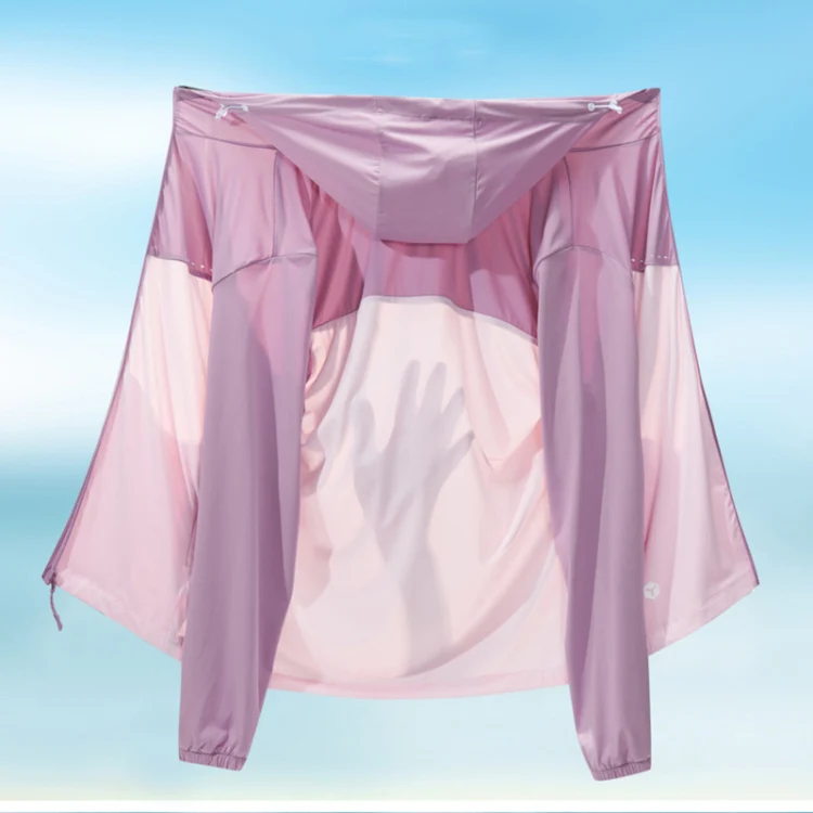 UPF40+ Men and Women Summer High Elasticity Ice Silk Sunscreen Clothing Sports Coat, Size:XL(Pink-Female) - Image 3