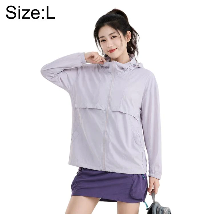 UPF50+ Cooling Fiber Lightweight Breathable Sun Protection Coat, Size:L(Pearl Purple)