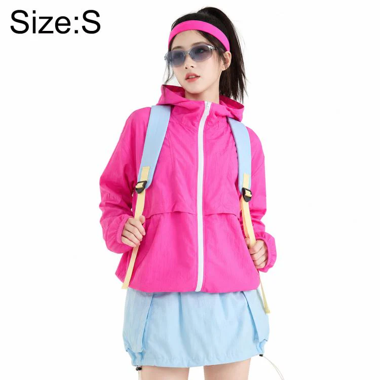 UPF50+ Cooling Fiber Lightweight Breathable Sun Protection Coat, Size:S(Rose Red)
