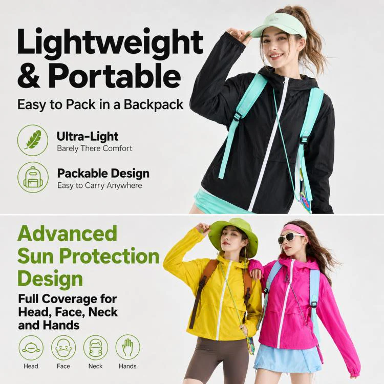 UPF50+ Cooling Fiber Lightweight Breathable Sun Protection Coat, Size:S(Rose Red) - Image 5