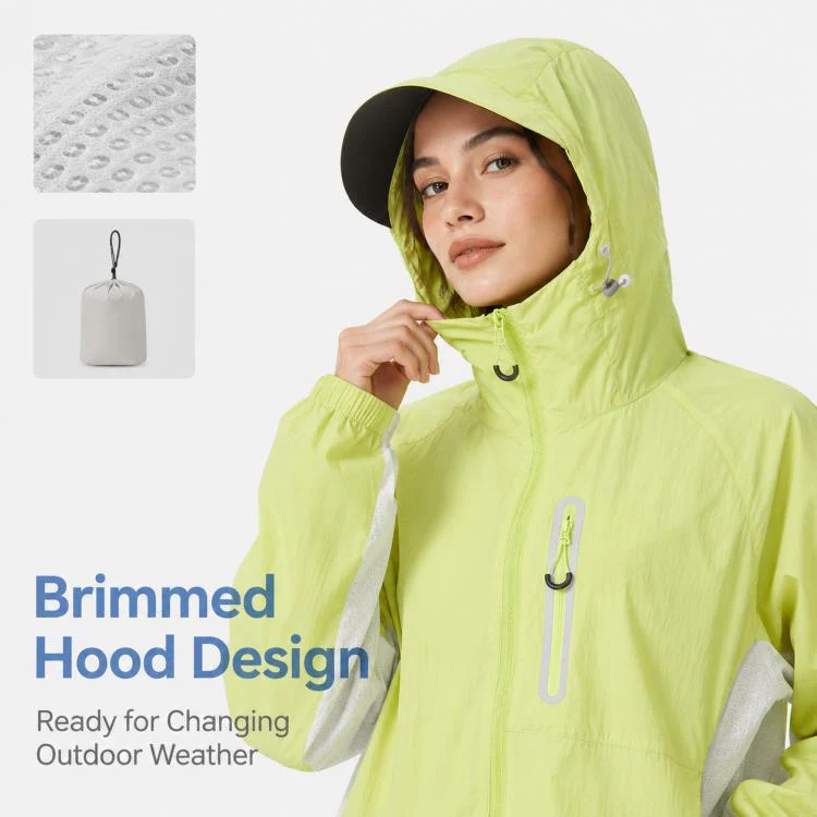 UPF50+ Lightweight Breathable Sun Protection Coat with Black Rubber Brim Hood, Size:2XL(Green) - Image 3