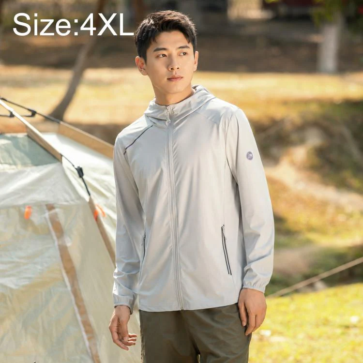 UPF50+ Lightweight Breathable Sun Protection Men Coat, Size:4XL(Light Gray)