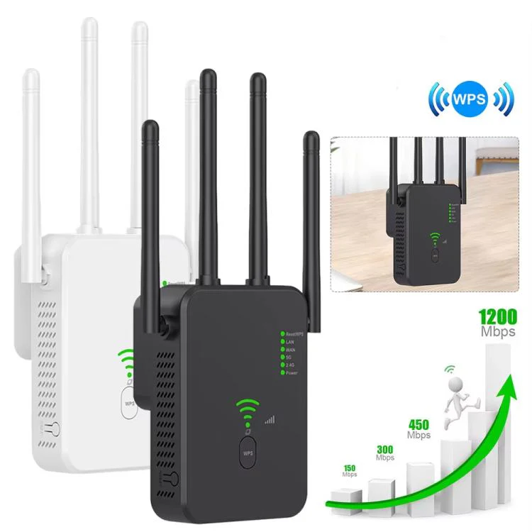 Urant U10 1200Mbps 2.4G & 5.8G Wireless Repeater WiFi Signal Amplifier With 4 Antenna EU Plug Black - Image 2