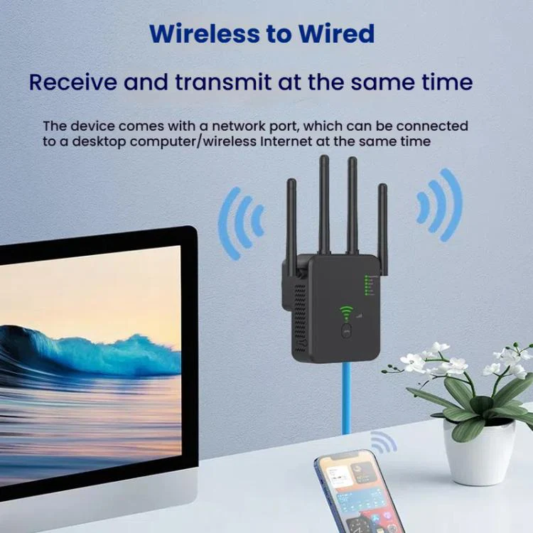 Urant U10 300Mbps 2.4G Wireless Repeater WiFi Signal Amplifier With 4 Antennas EU Plug Black - Image 7