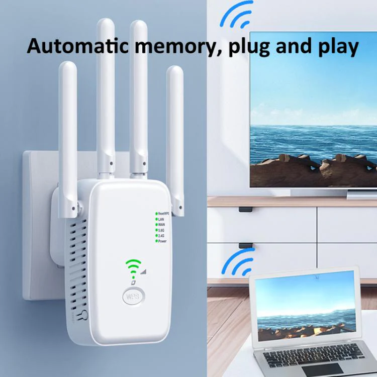 Urant U11 1200Mbps 2.4G&5.8G Wireless Repeater WiFi Signal Amplifier Support WPS Quick Setting EU Plug Black - Image 8