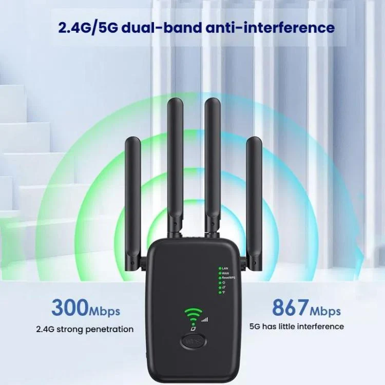 Urant U11 1200Mbps 2.4G&5.8G Wireless Repeater WiFi Signal Amplifier Support WPS Quick Setting UK Plug Black - Image 3