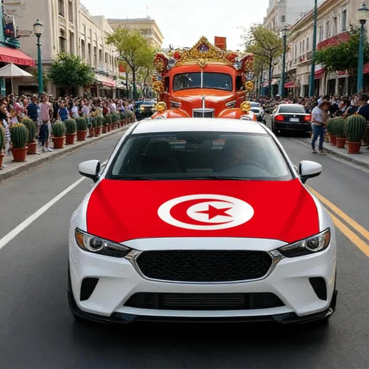 USA-Canada-Mexico World Cup Cheering Flag Dustproof Car Cover, Specification: Tunisia(115x150cm)