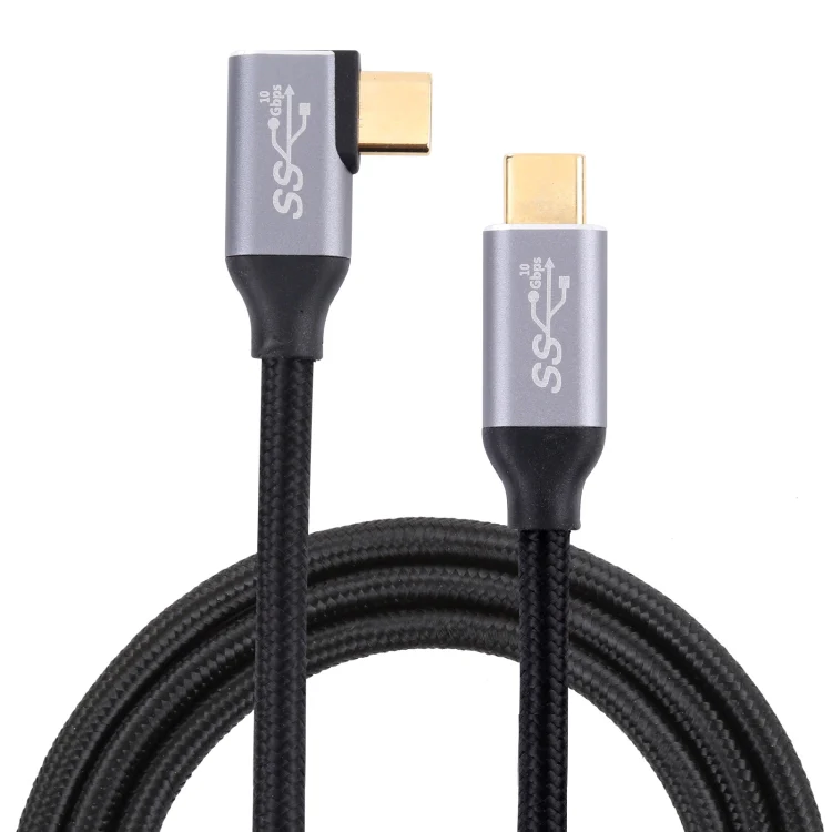 USB-C / Type-C Male to USB-C / Type-C Elbow Transmission Data Cable, Cable Length:2m