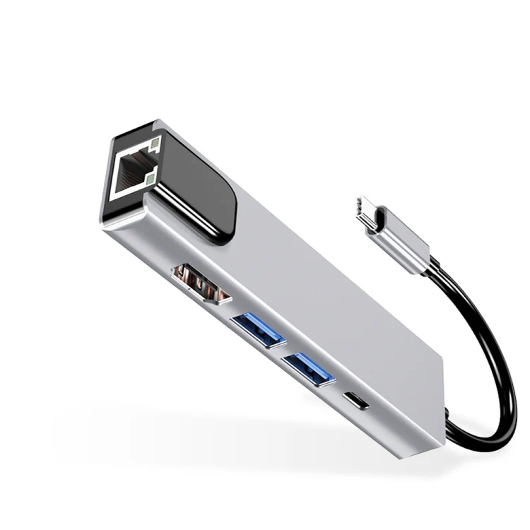 USB-C/Type-C to HD 4K HDMI + RJ45 + USB 3.0 + USB 2.0 + PD 5 in 1 HUB Converter - Image 2