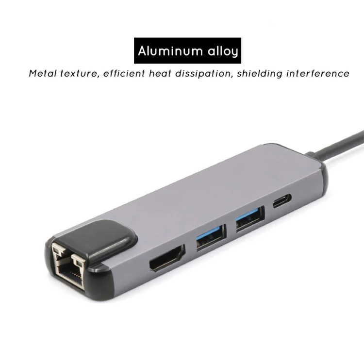 USB-C/Type-C to HD 4K HDMI + RJ45 + USB 3.0 + USB 2.0 + PD 5 in 1 HUB Converter - Image 6
