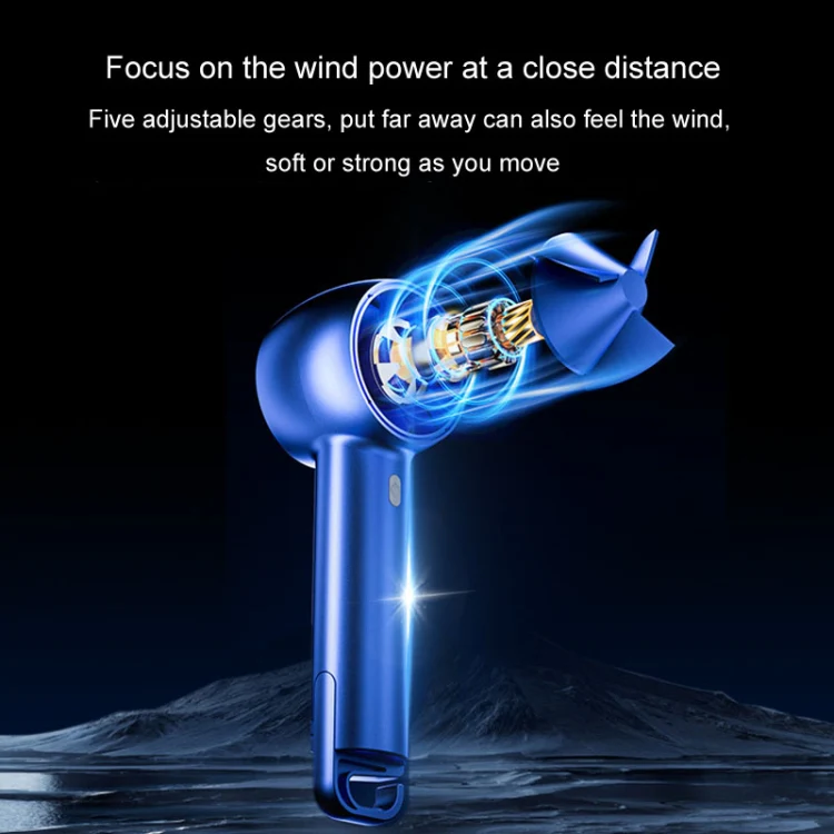 USB Charging Digital Display Handheld Turbo Fan Portable Foldable Buckle Small Fan(White) - Image 5