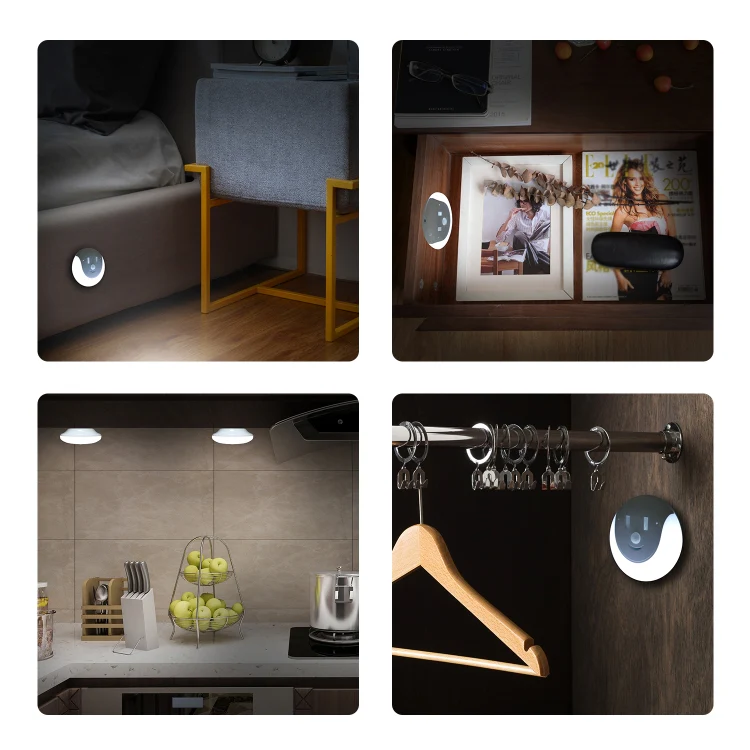 USB Charging Light & Human Body Sensing Control Smile Magnetic Night Light(Cold White Light) - Image 9
