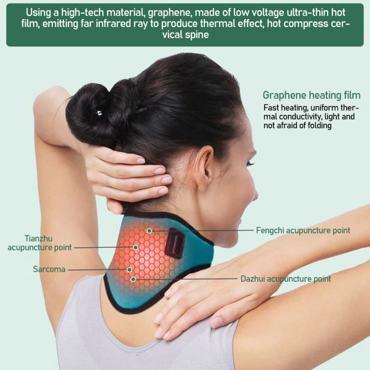 USB Electric Heating Neck Protector Graphene Neck Pain Relief Tool(Rose Red) - Image 5