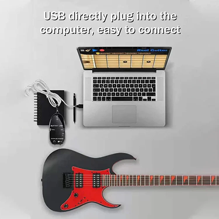 USB Interface Guitar Link Cable PC / MAC Recording(Black) - Image 4