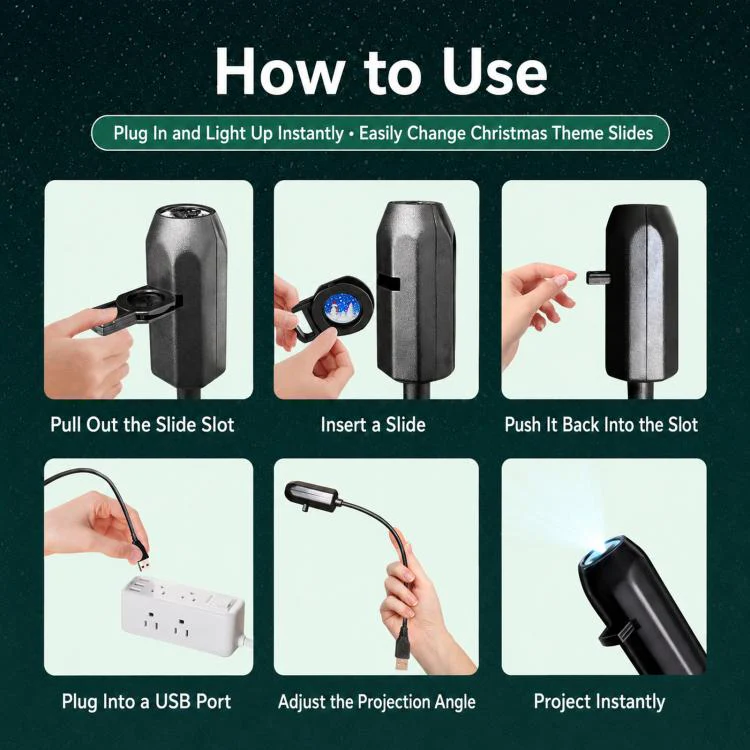 USB LED Projector Light Night Lamp With Replaceable Slides For Bedroom, Style: Planet 3-Pack - Image 7