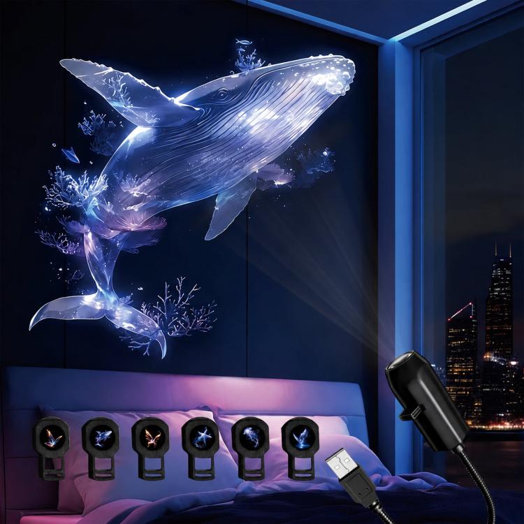 USB LED Projector Light Night Lamp With Replaceable Slides For Bedroom, Style: Planet 3-Pack - Image 8