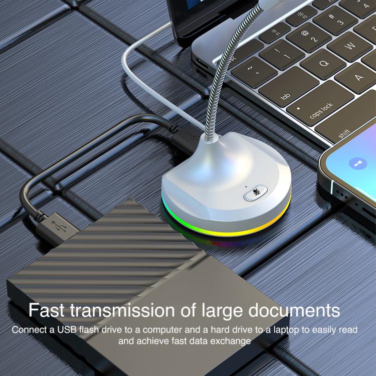 USB Multi-function Microphone RGB Light Built-in Sound Card(Black) - Image 2