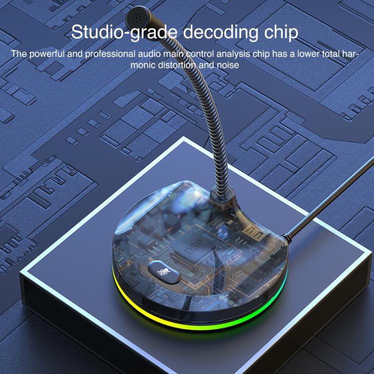USB Multi-function Microphone RGB Light Built-in Sound Card(White) - Image 4