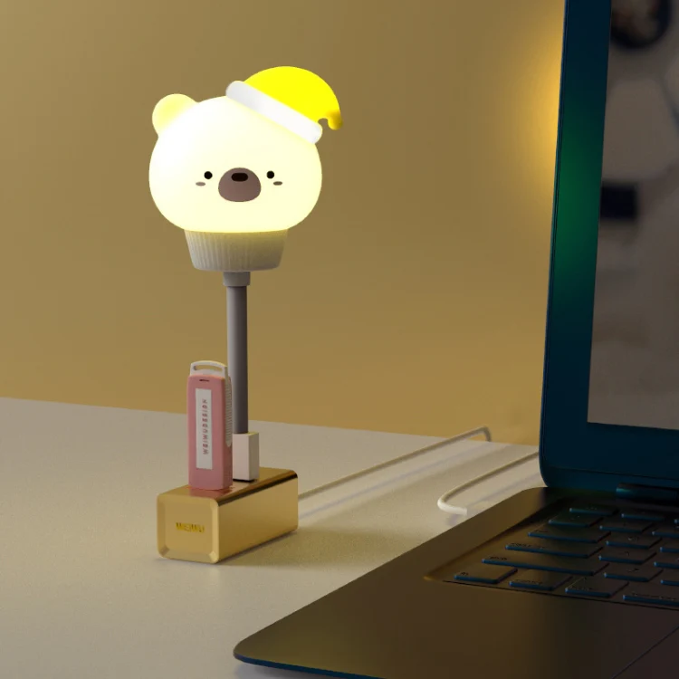 USB Night light LED Cute Bedroom Sleep Eye Protection Bedside Lamp, Style:Regular Version(Bear)